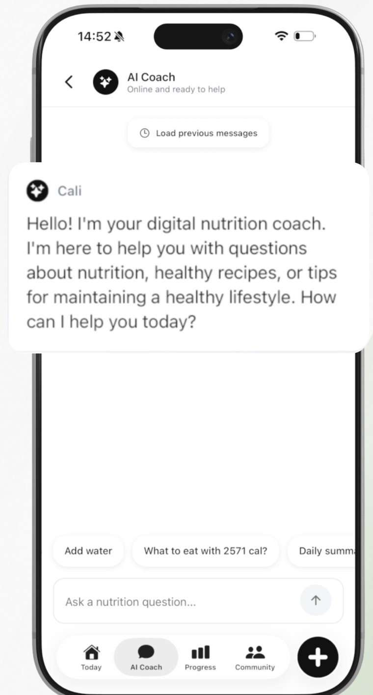 AI coach chat screen
